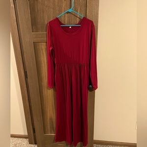 Maroon long cotton dress